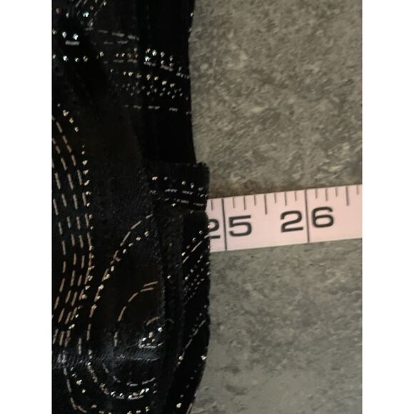 90s Black Velvet Top Womens L Shimmer 2pc Stretchy Elegant Glam NYE Y2K Girly - Picture 10 of 11